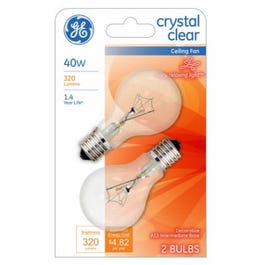 Ceiling Fan Bulbs, Clear, Intermediate Base, 40-Watts, 2-Pk.