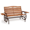 Hi-Back Glider With Trays, Hardwood Slats, 66-In.