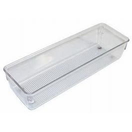 Linus Drawer Organizer, Clear/Chrome Plastic, 3 x 9 x 2-In.