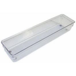 Linus Drawer Organizer, Clear/Chrome Plastic, 3 x 12 x 2-In.