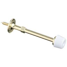 Door Stop, Rigid, Polished Brass, 3-In.