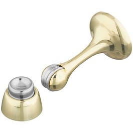 Door Stop With Catch, Magnetic, Brass, 3-In.