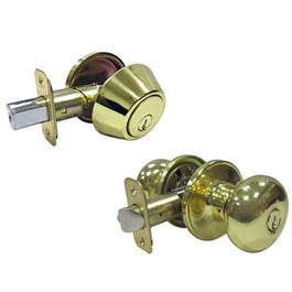 Mushroom Combo Lock Pack, Polished Brass