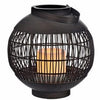 Patio Lantern, Dark Brown Metal Basket, LED Flameless Candle, 9-In.