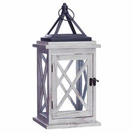 Patio Lantern, Driftwood & Metal, LED Flameless Candle, 18.9-In.