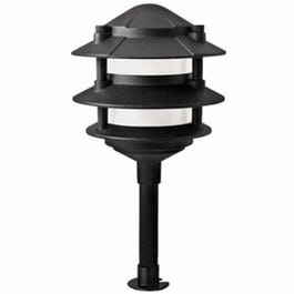 LED Path Light, 3-Tier, Black Aluminum, 30 Lumens, 2.2-Watt