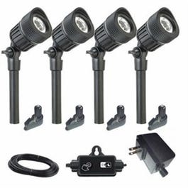 LED Spot Light Kit, Black Aluminum, 180 Lumens, 5-Watt, 4-Pc.