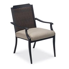 Charleston Patio Cushioned Stationary Dining Chair, Wicker Back