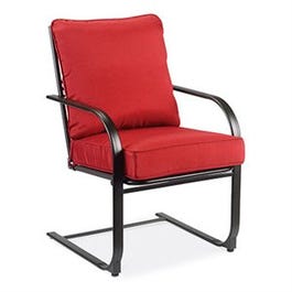 Kastoria Oversized C-Spring Dining Chair, Red Cushions, Dark Brown Steel Frame