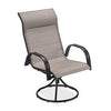 Everett Swivel Dining Chair, Black Steel Frame, Gray Sling Fabric