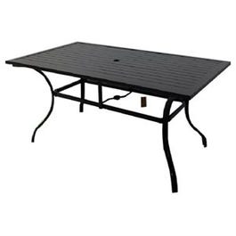 Chesapeake Slat-Top Patio Dining Table, Pewter Aluminum Frame, 40 x 68-In.