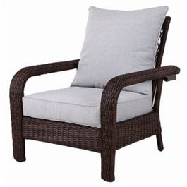 Montego Bay Set of 2 Patio Chairs, Adjustable, Ivory Cushions & Wicker