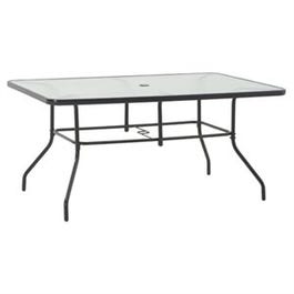 Marbella Dining Table, Black Steel Frame, Glass Top, 61 x 38-In.