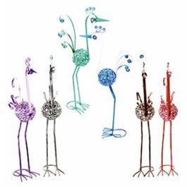 Garden Statue, Metal Filigree Bird, 21-In., Assorted Colors