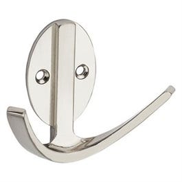 Modern Double Robe Hook, Satin Nickel, 3-In.