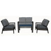 Coral Bay 4-Pc. Deep Seating Set, 2 Cushioned Chairs & Loveseat + Coffee Table, Brown Wicker/Steel