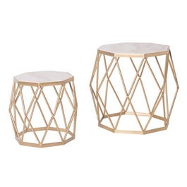 2-Pc. Nesting Tables, Steel/Marble Top