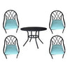 Clearwater 5-Pc. Patio Dining Set, 4 Stacking Chairs, Slat Top Table, Black Steel, Teal Fabric