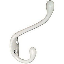 Hat & Coat Hook, Heavy-Duty, White, Holds 35-Lbs.