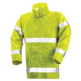 High-Visibility Jacket, Lime Yellow PVC On Polyester, Medium