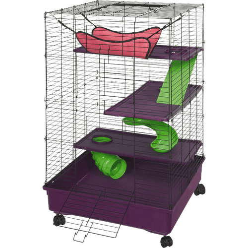 Kaytee Deluxe Multi-Level Home with Casters (24 x 24 x 44.2, PURPLE)