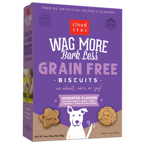Cloud Star  Wag More Bark Less Crunchy Grain Free Dog Treats, Assorted Flavors