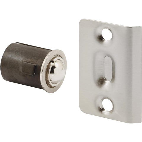 Prime-Line 3/4 In. x 1-3/16 In. Satin Nickel Drive-In Ball Bullet Catch & Strike