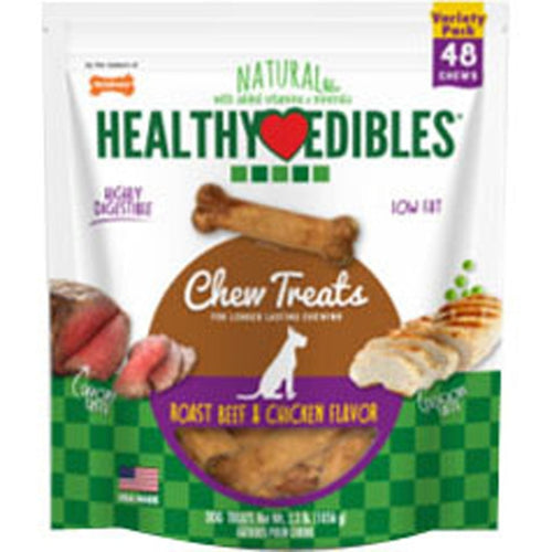 Nylabone Healthy Edibles Chew Treats Variety Pack Beef & Chicken