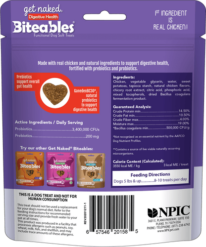 Get Naked® Biteables® Digestive Health Functional Dog Soft Treats Chicken Recipe