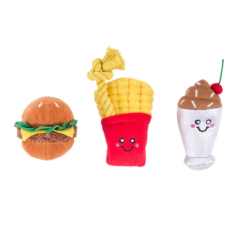 Zippy Paws Miniz 3-Pack – Fast Foods Dog Toy