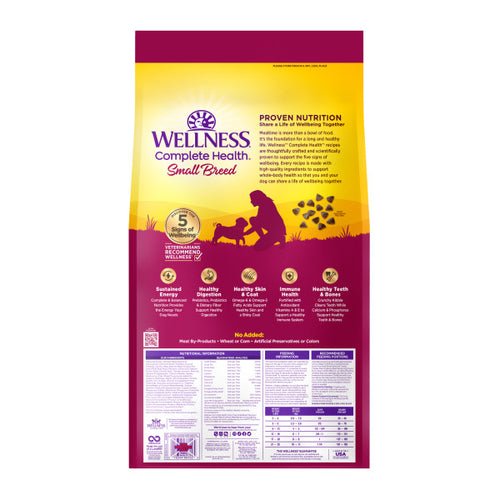 Wellness Complete Health Grain Free Small Breed Deboned Turkey, Chicken Meal and Salmon Meal Recipe Dry Dog Food