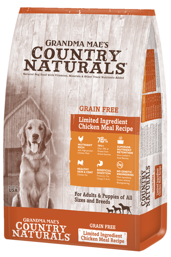 Grandma Mae's Country Naturals Grain Free Limited Ingredient Chicken Meal Recipe Dog Food