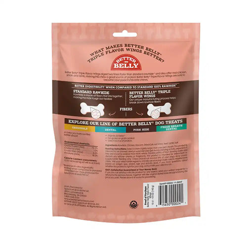 Better Belly Triple Flavor Wings Highly Digestible Rawhide Dog Treat