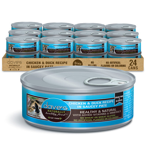 Dave's Pet Food Chicken & Duck Recipe in Saucey Paté Cat Food