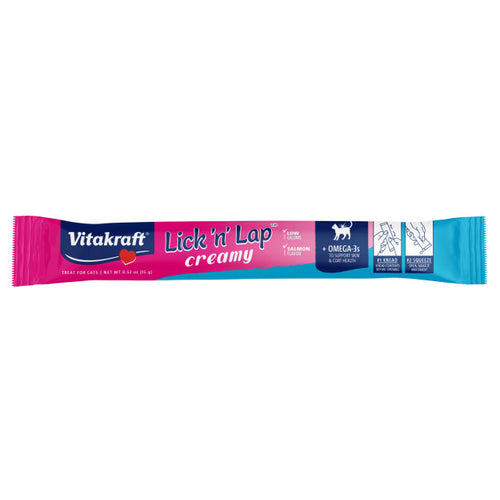 Vitakraft Lick 'n' Lap Snack™ Creamy, Cat Treat with Real Salmon, 4 Count