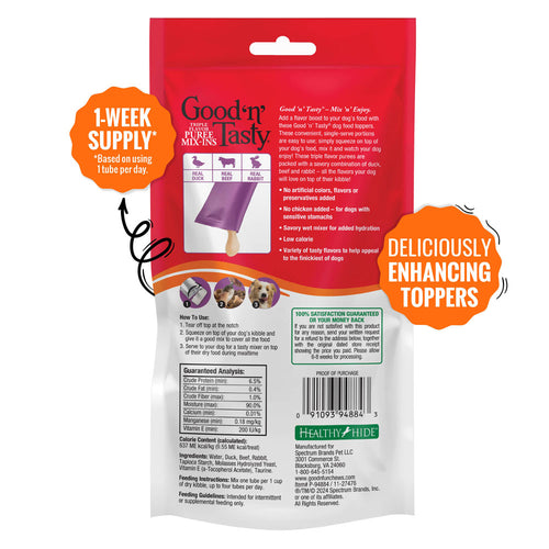 Good 'n' Tasty Triple Flavor Puree Mix-Ins Dog Food Topper Treats: Duck, Beef & Rabbit
