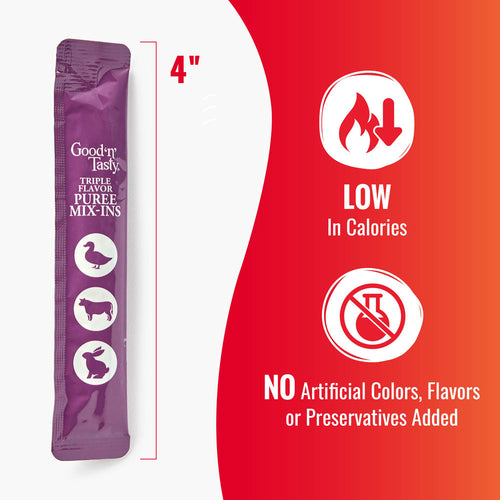 Good 'n' Tasty Triple Flavor Puree Mix-Ins Dog Food Topper Treats: Duck, Beef & Rabbit