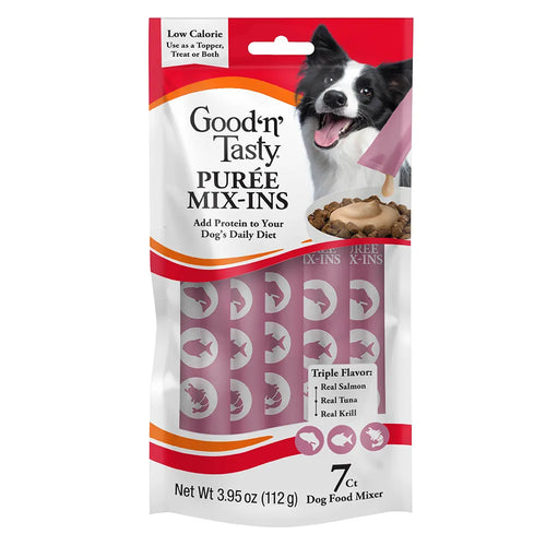 Good 'n' Tasty Triple Flavor Puree Mix-Ins Dog Food Topper Treats: Salmon, Tuna & Krill