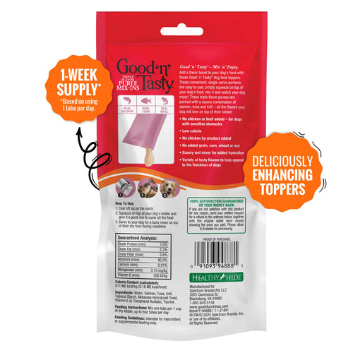 Good 'n' Tasty Triple Flavor Puree Mix-Ins Dog Food Topper Treats: Salmon, Tuna & Krill