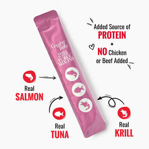 Good 'n' Tasty Triple Flavor Puree Mix-Ins Dog Food Topper Treats: Salmon, Tuna & Krill