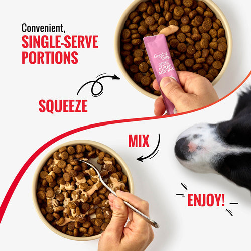 Good 'n' Tasty Triple Flavor Puree Mix-Ins Dog Food Topper Treats: Salmon, Tuna & Krill
