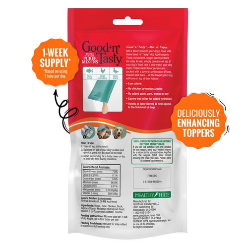 Good 'n' Tasty Triple Flavor Puree Mix-Ins Dog Food Topper Treats: Tuna, Chicken & Duck
