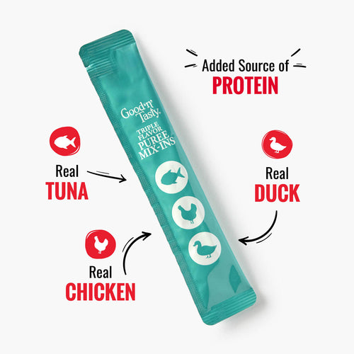 Good 'n' Tasty Triple Flavor Puree Mix-Ins Dog Food Topper Treats: Tuna, Chicken & Duck