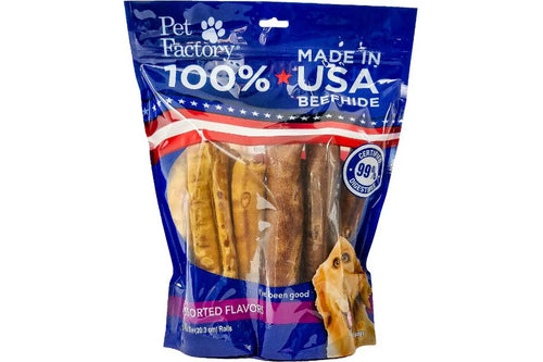 Treatly Pet Factory Made in USA Beefhide Rolls - 7-8, Flavored Dog Treat
