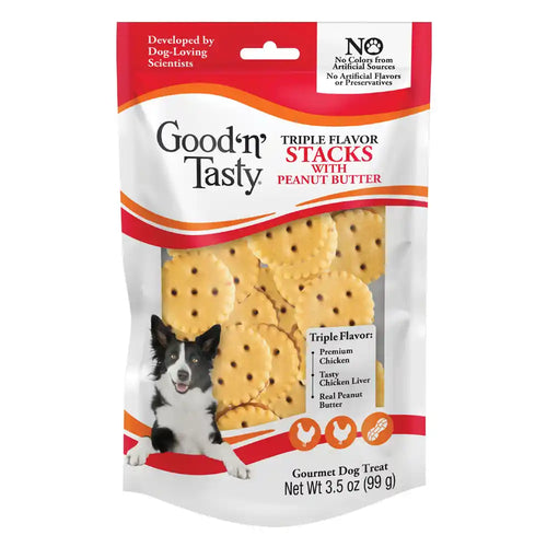 Good ‘n’ Tasty® Triple Flavor Stacks with Peanut Butter Dog Treats