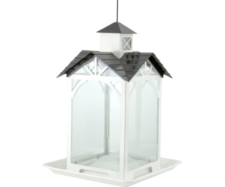 Panacea Modern Farmhouse Metal and Glass Stable Bird Feeder
