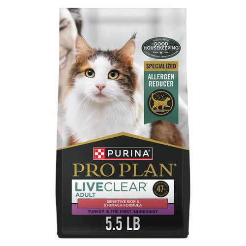 Pro Plan LiveClear Adult Sensitive Skin & Stomach Turkey & Oatmeal Formula Allergen Reducing Dry Cat Food