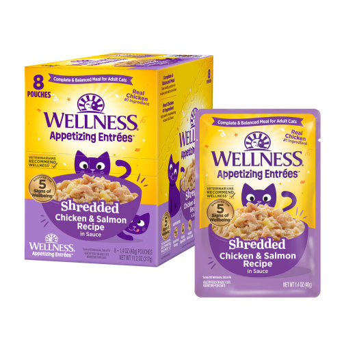 Wellness Appetizing Entrees  Shredded Chicken & Salmon Recipe in Sauce Wet Cat Food