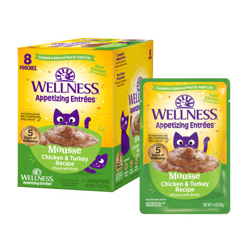 Wellness Appetizing Entrees  Mousse Chicken & Turkey Recipe Wet Cat Food