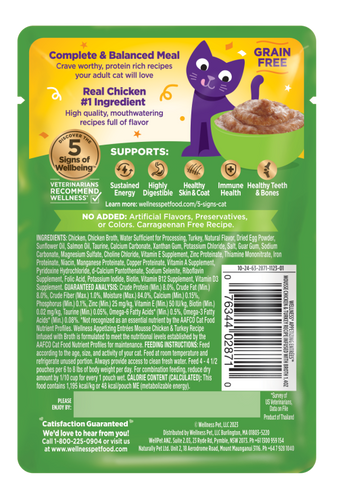 Wellness Appetizing Entrees  Mousse Chicken & Turkey Recipe Wet Cat Food